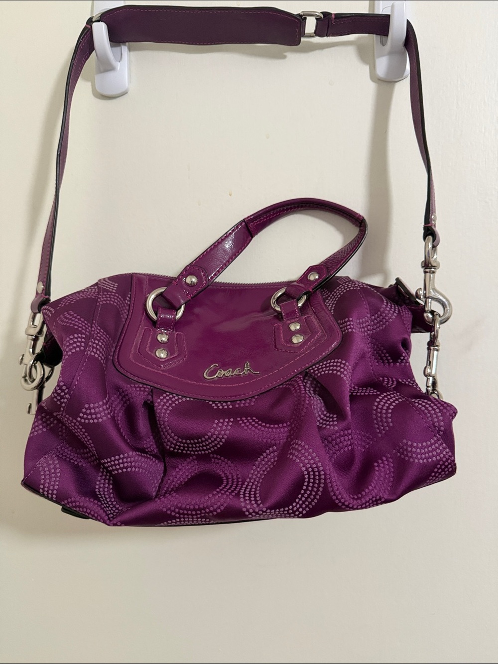 Coach Ashley Dot C Purple Signature Shoulder Bag
